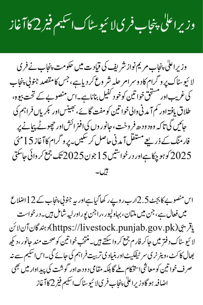 CM Punjab Free Livestock Program Phase 2 